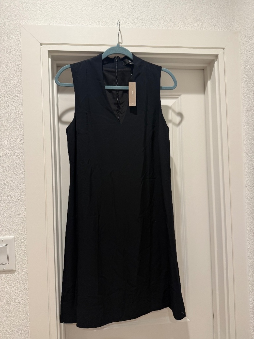 J.Crew Black Sleeveless Split Neck Shift Dress NWT M
